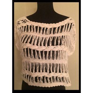 Women's Petite Small, Cream color, Crochet Overlay